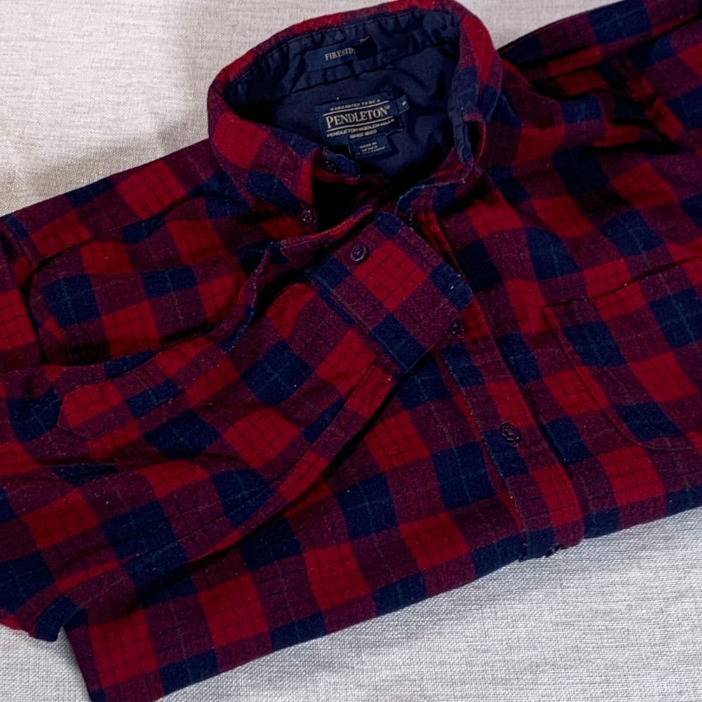Pendleton Fireside Wool Blend Plaid Button Up Shirt Size M Robinson Dress Tartan - Picture 1 of 10